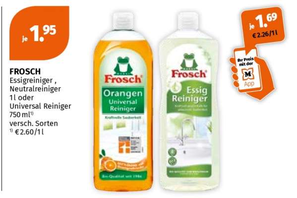 FROSCH Essigreiniger, Neutralreiniger 1l oder Universal Reiniger 750 ml