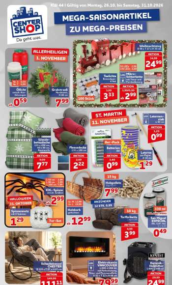 Prospekte CENTERSHOP - 26.10.2026 - 31.10.2026.