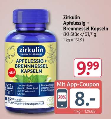 Zirkulin Apfelessig + Brennnessel Kapseln
