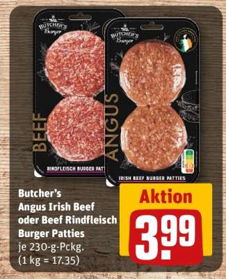Butcher's Angus Irish Beef oder Beef Rindfleisch Burger Patties