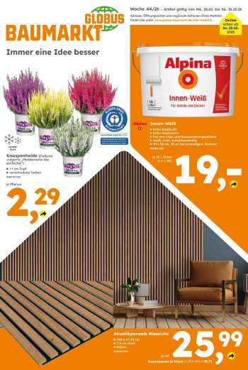 Prospekte Globus Baumarkt - 26.10.2026 - 31.10.2026.
