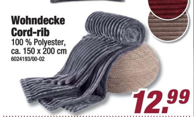 Wohndecke Cord-rib