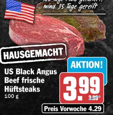 US Black Angus Beef frische Hüftsteaks