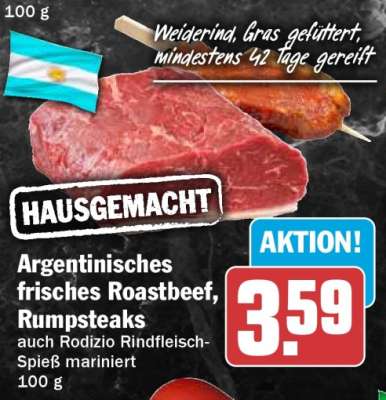 Argentinisches frisches Roastbeef, Rumpsteaks