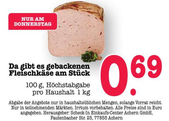 Gebackener Fleischkäse am Stück