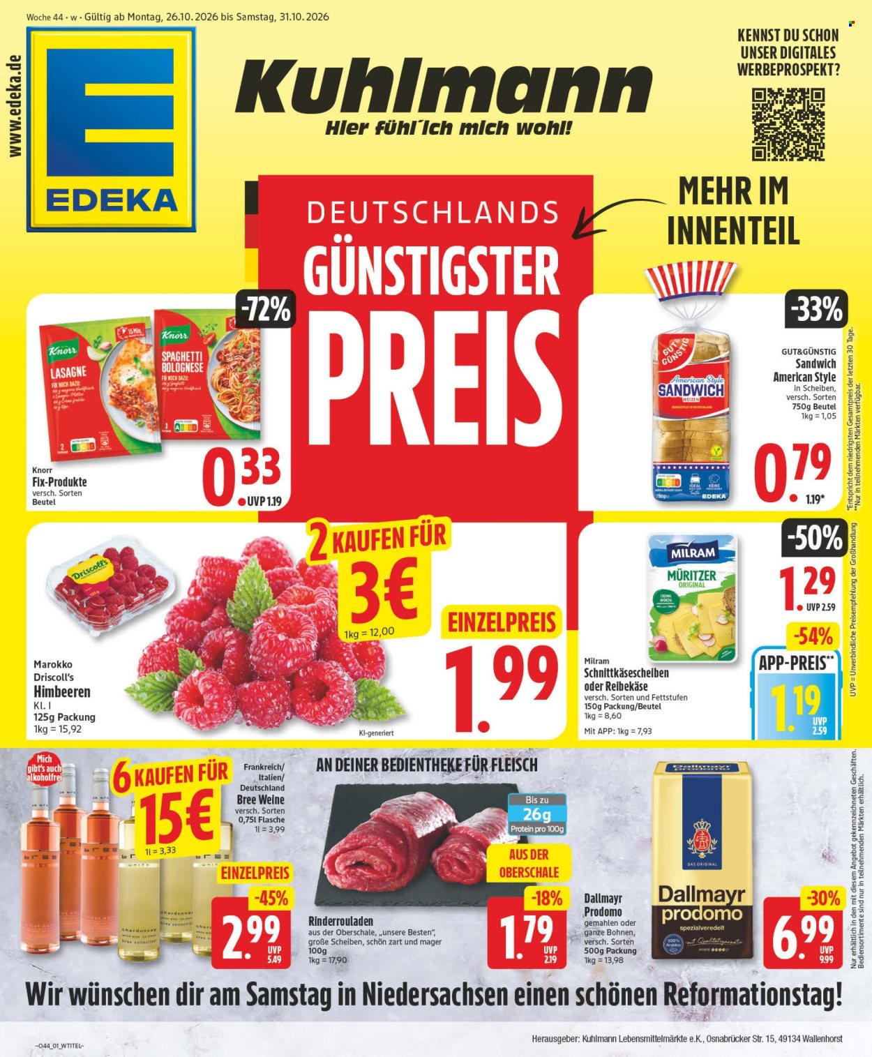 Edeka Prospekte  - 26.10.2026 - 31.10.2026. Seite 1