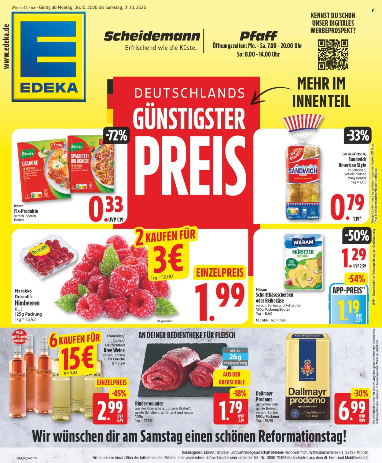 Edeka Prospekte  - 26.10.2026 - 31.10.2026. Seite 1
