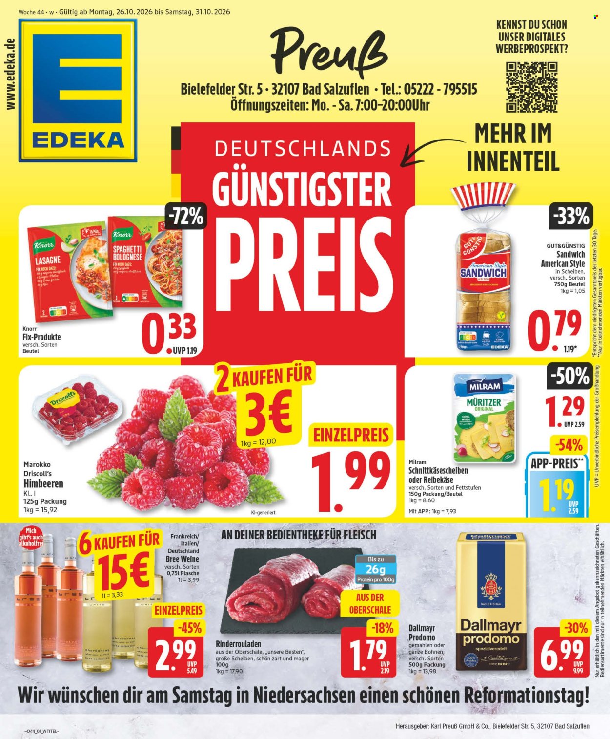 Edeka Prospekte  - 26.10.2026 - 31.10.2026. Seite 1