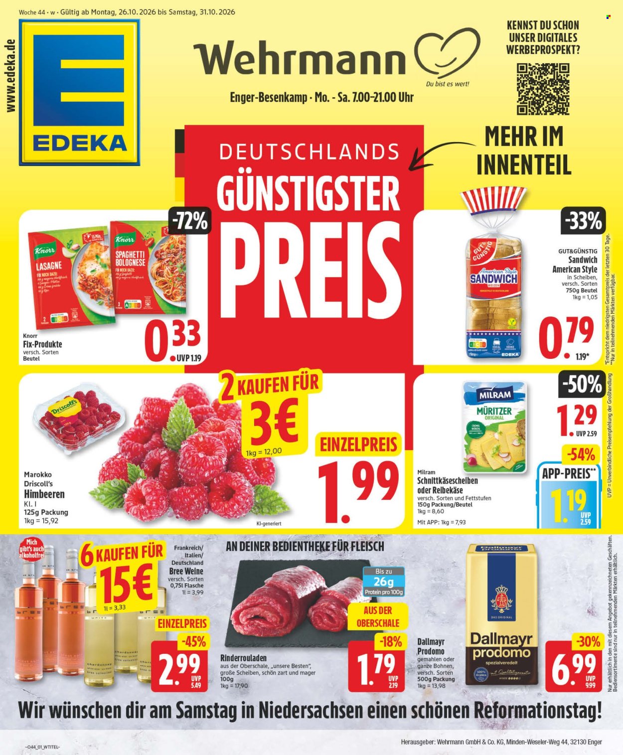 Edeka Prospekte  - 26.10.2026 - 31.10.2026. Seite 1