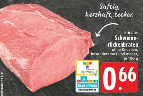 Frischer Schweinerückenbraten