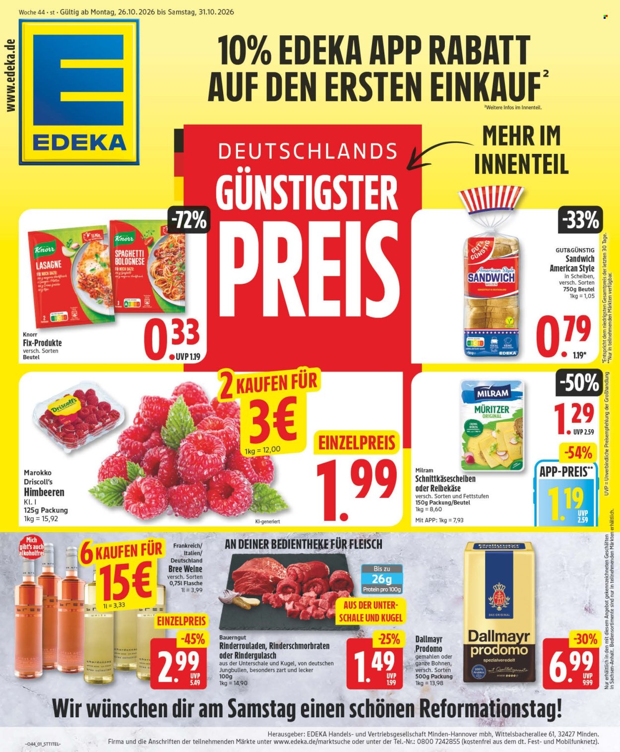 Edeka Prospekte  - 26.10.2026 - 31.10.2026. Seite 1