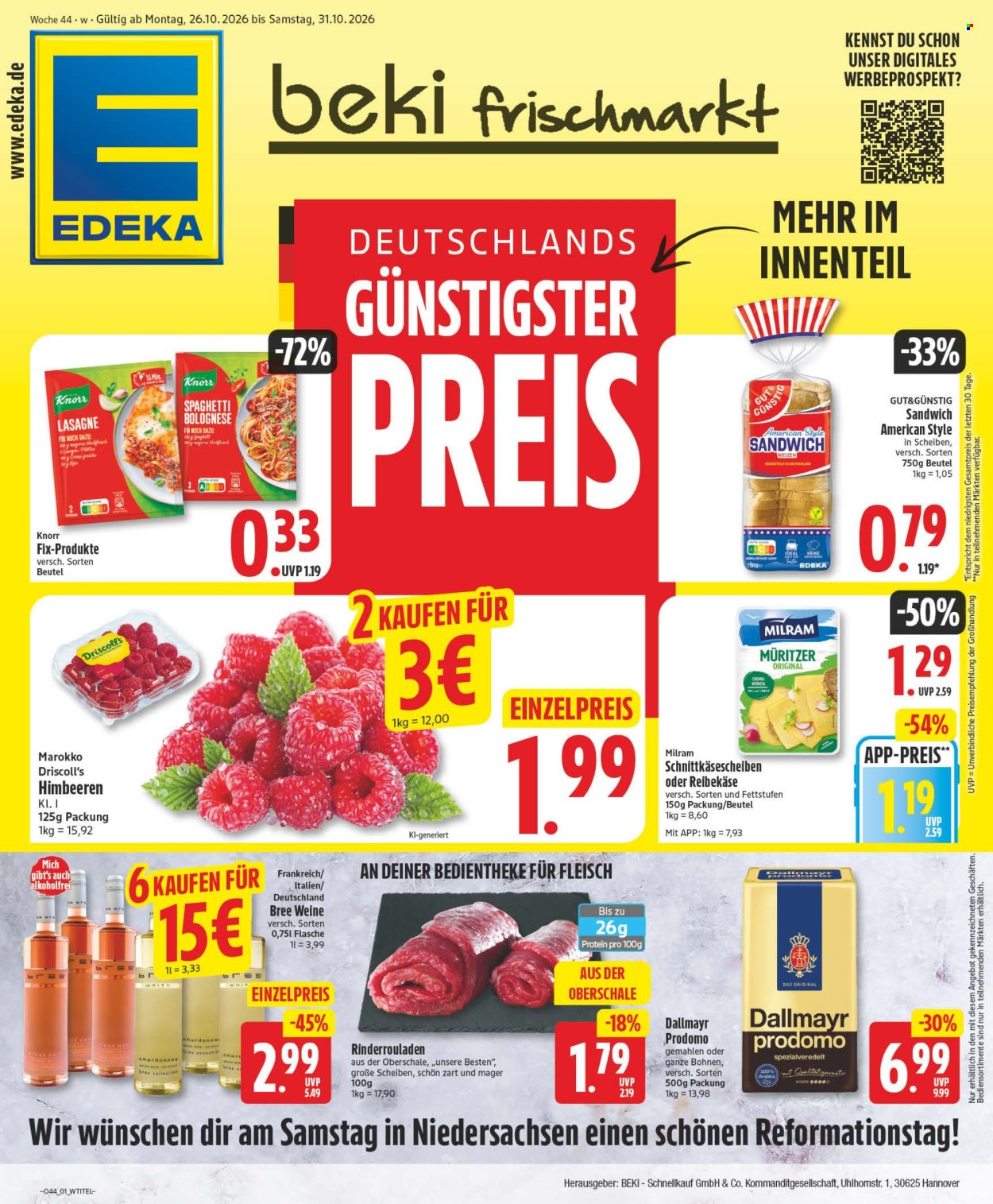 Edeka Prospekte  - 26.10.2026 - 31.10.2026. Seite 1