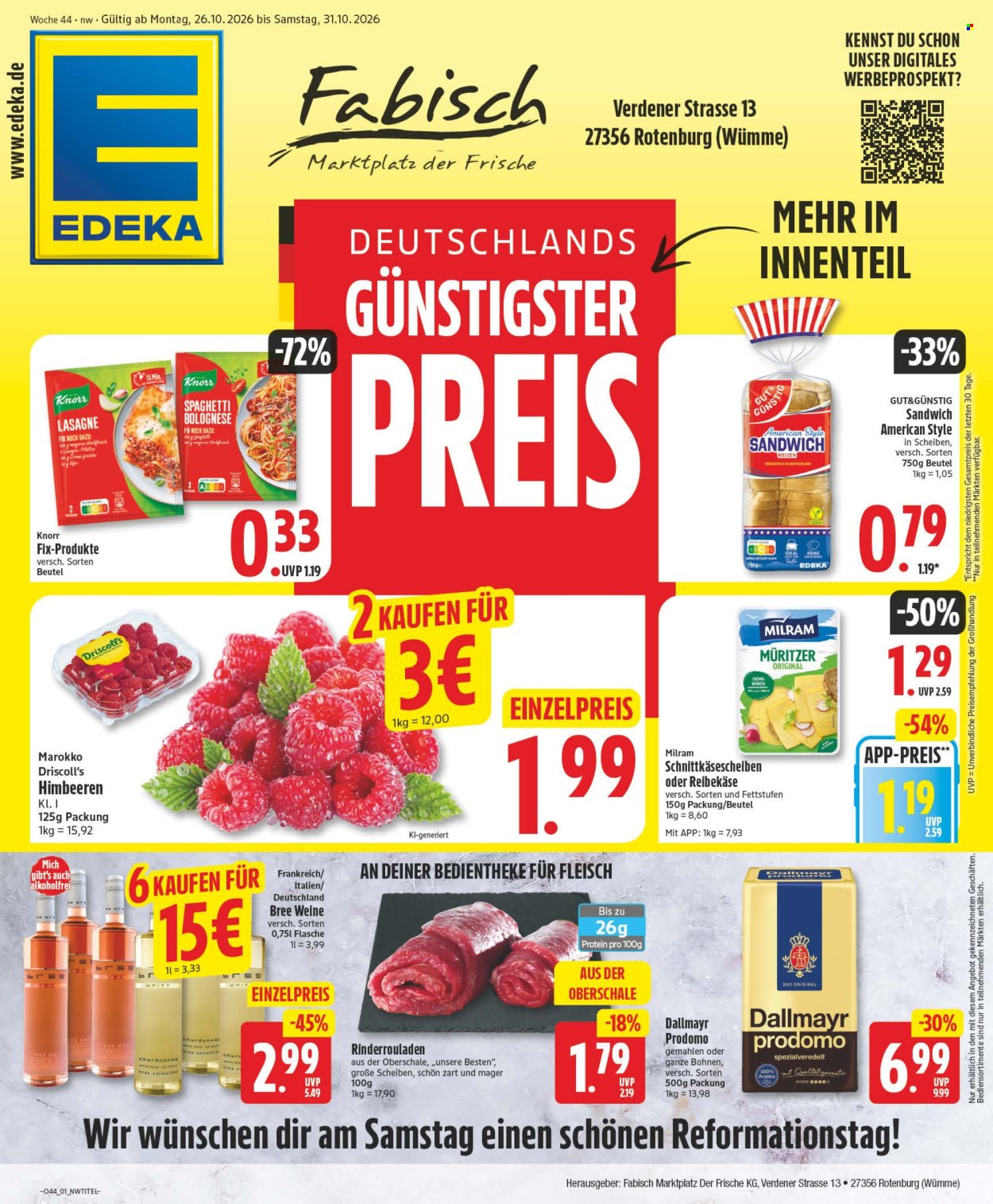Edeka Prospekte  - 26.10.2026 - 31.10.2026. Seite 1