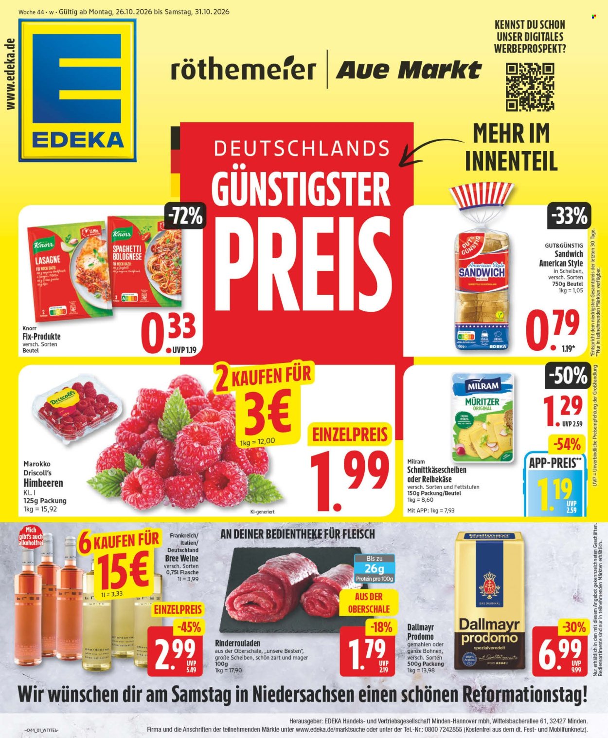 Edeka Prospekte  - 26.10.2026 - 31.10.2026. Seite 1