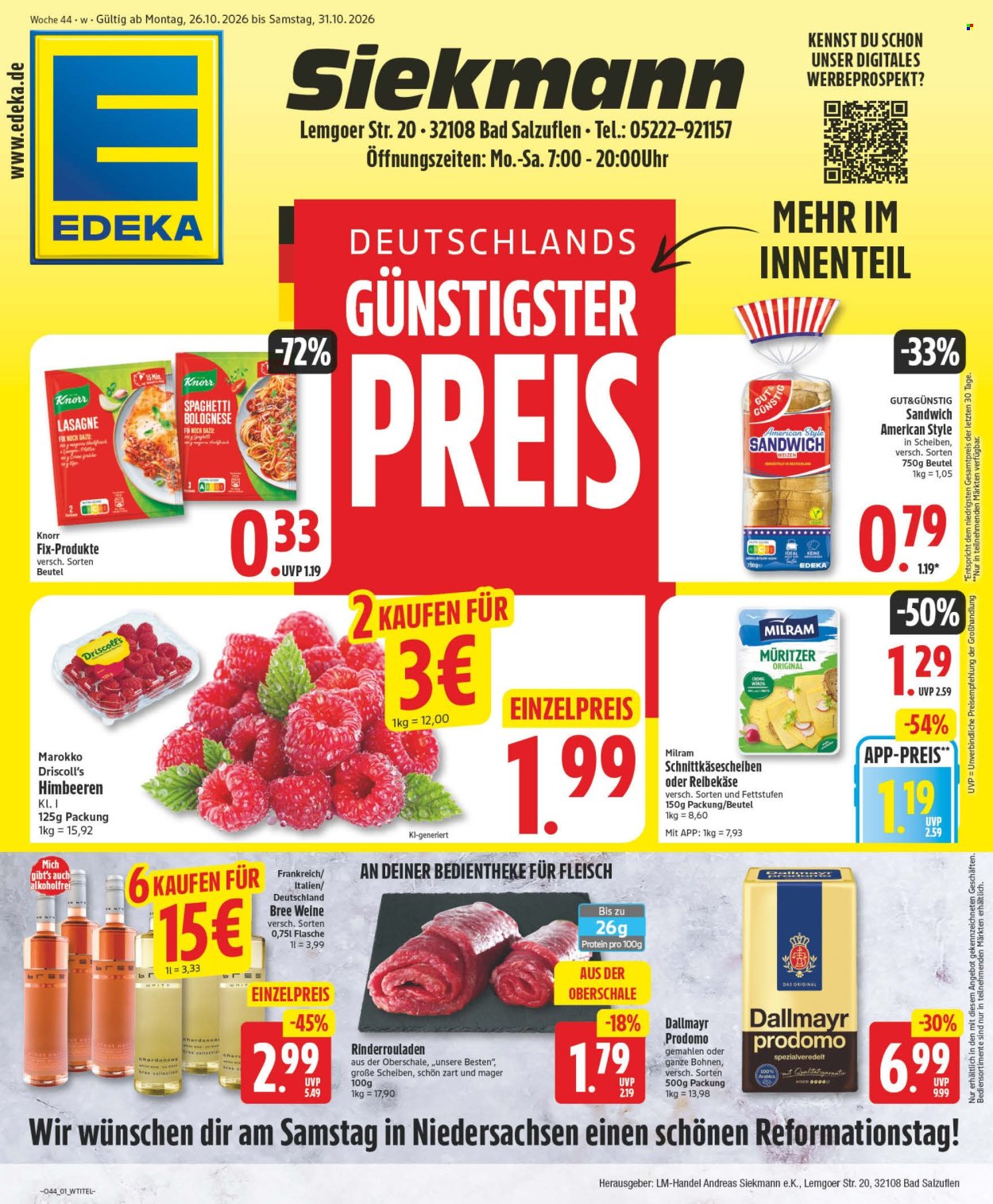 Edeka Prospekte  - 26.10.2026 - 31.10.2026. Seite 1