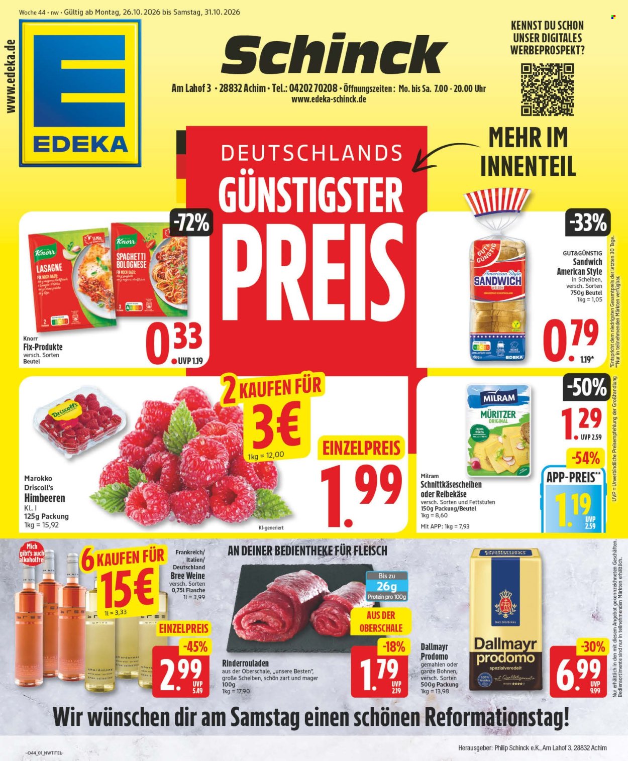Edeka Prospekte  - 26.10.2026 - 31.10.2026. Seite 1