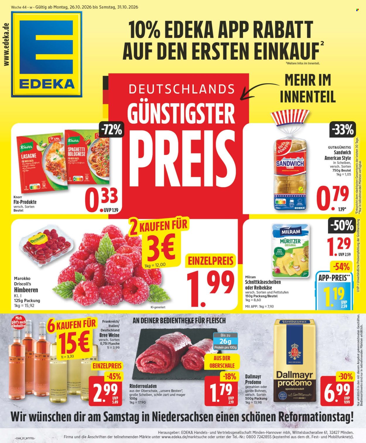 Edeka Prospekte  - 26.10.2026 - 31.10.2026. Seite 1