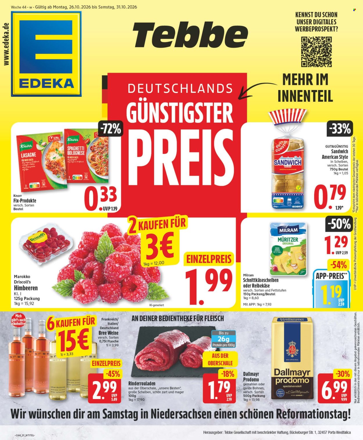 Edeka Prospekte  - 26.10.2026 - 31.10.2026. Seite 1