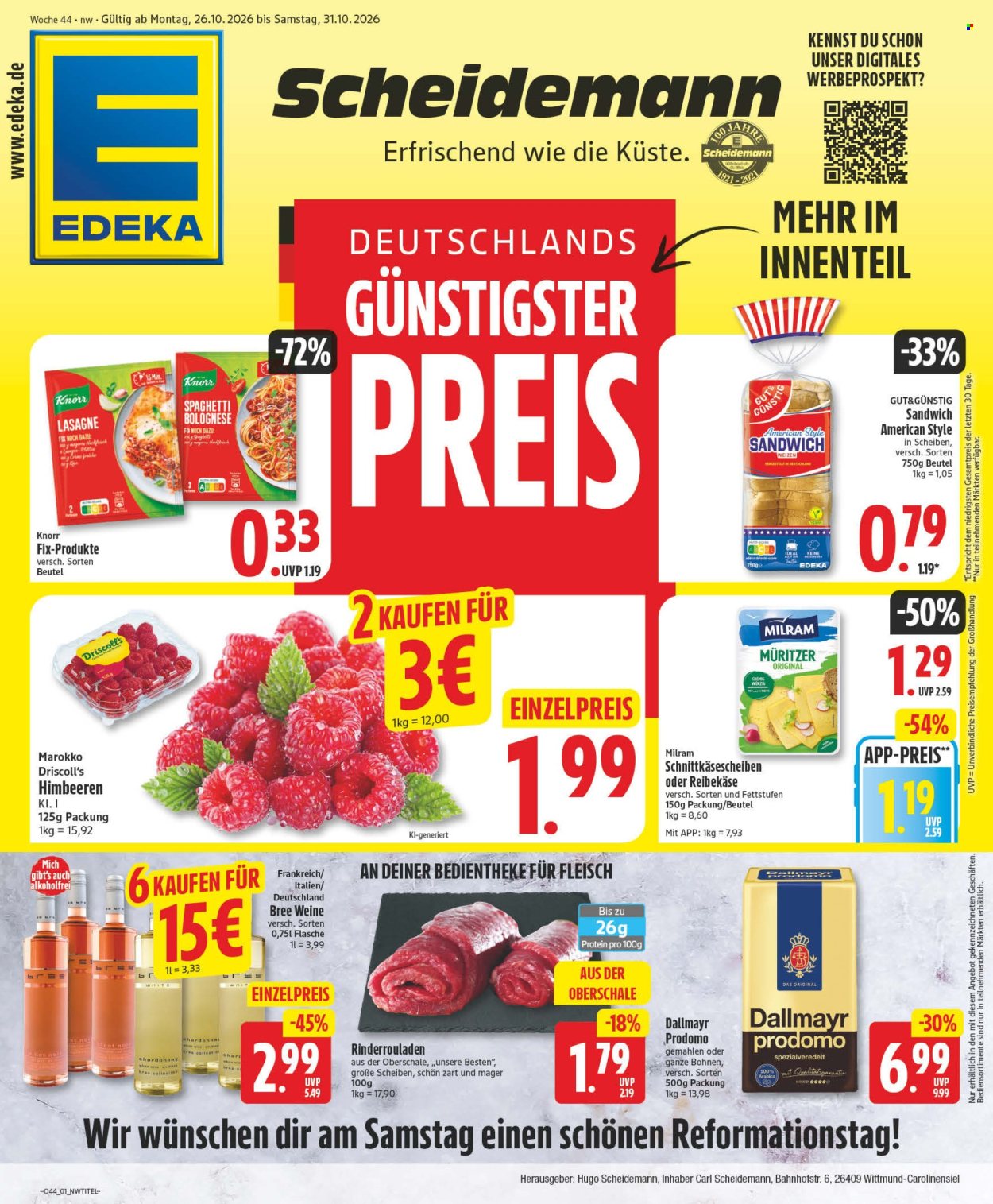 Edeka Prospekte  - 26.10.2026 - 31.10.2026. Seite 1
