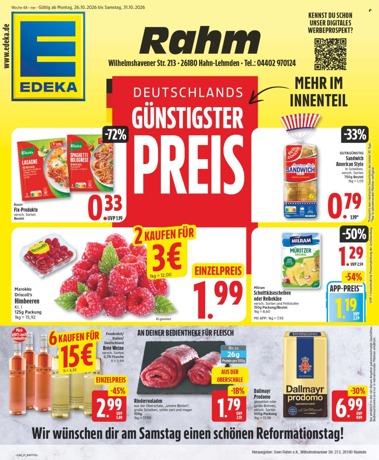 Edeka Prospekte  - 26.10.2026 - 31.10.2026. Seite 1