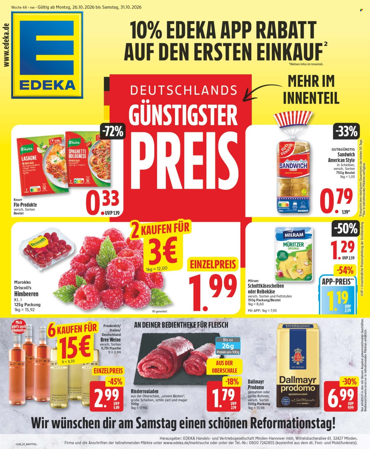Edeka Prospekte  - 26.10.2026 - 31.10.2026. Seite 1