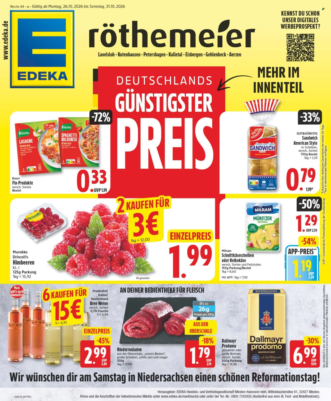 Edeka Prospekte  - 26.10.2026 - 31.10.2026. Seite 1