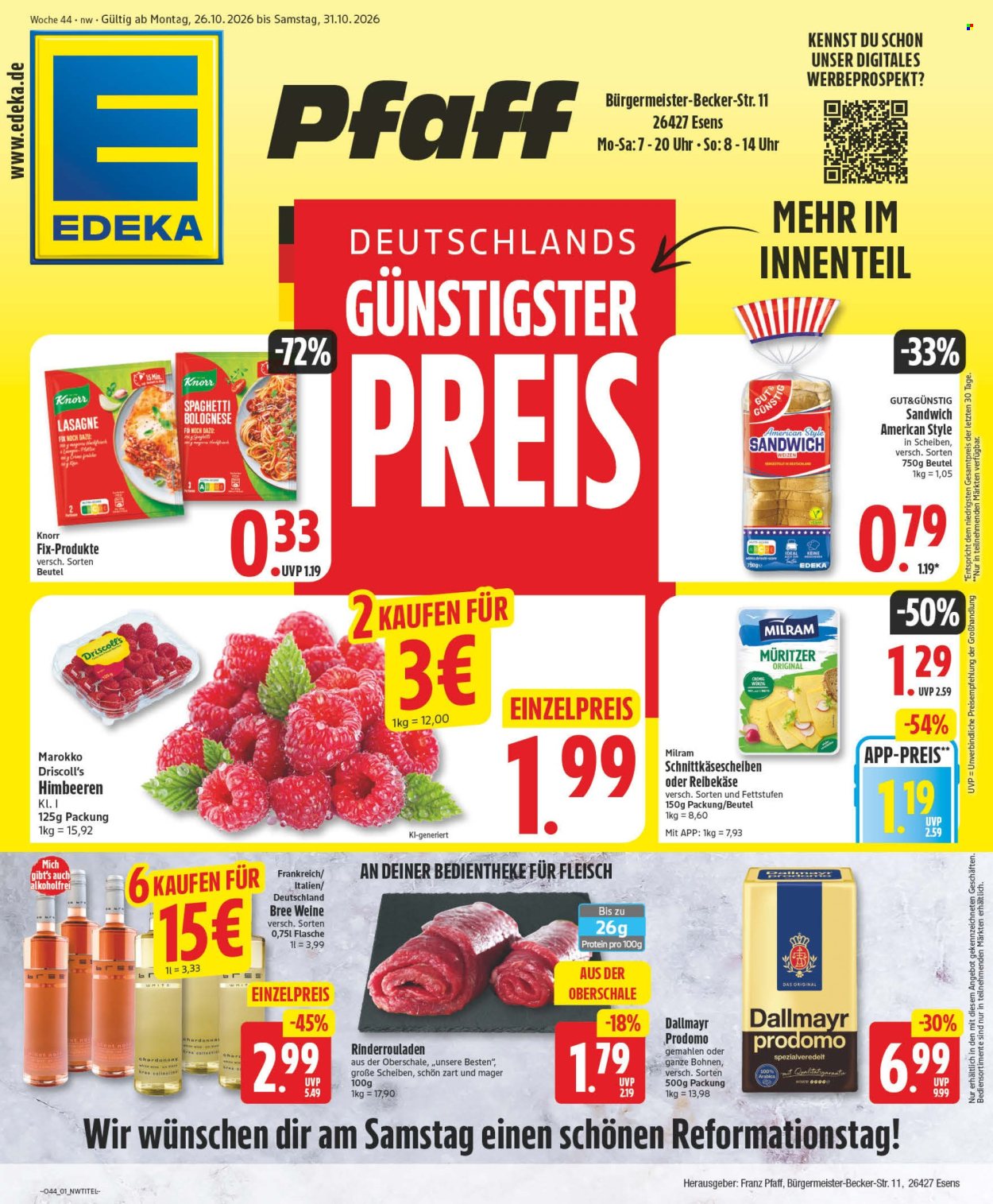 Edeka Prospekte  - 26.10.2026 - 31.10.2026. Seite 1