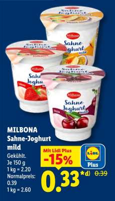 Milbona Sahne-Joghurt mild